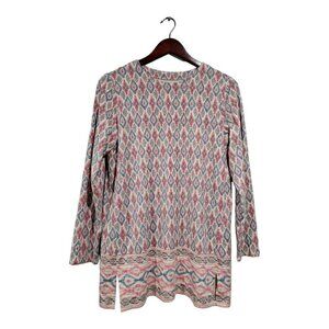 J. Jill Women's Ikat Pattern Luxe Supima Cotton Forward Seam Tunic Sz Small